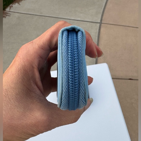 Prada Nylon Saffiano Zip Around key card holder Baby Blue with authenticity card - Picture 7 of 15